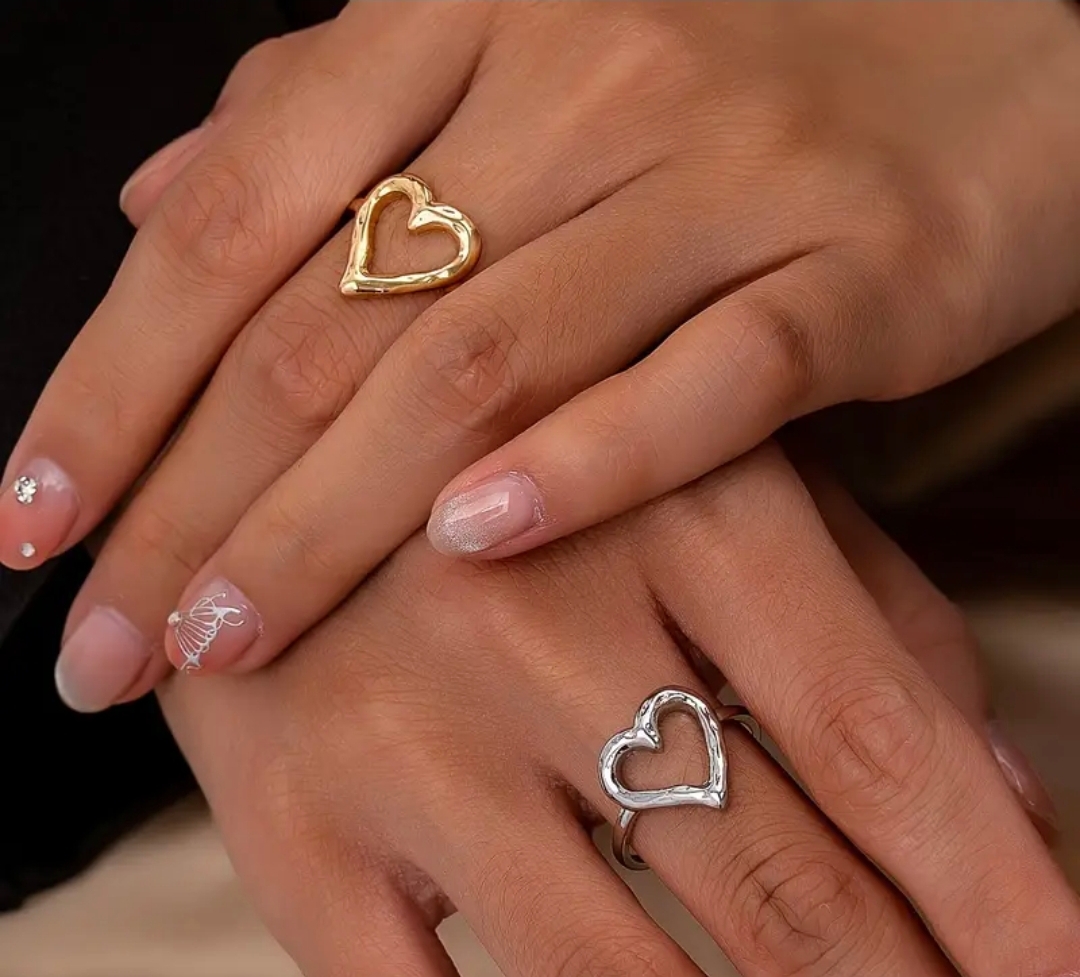 Anillo doble banda diseño floral plata - Imagen 2