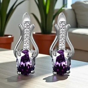 Pendientes de plata con amatistas moradas – Balearyc