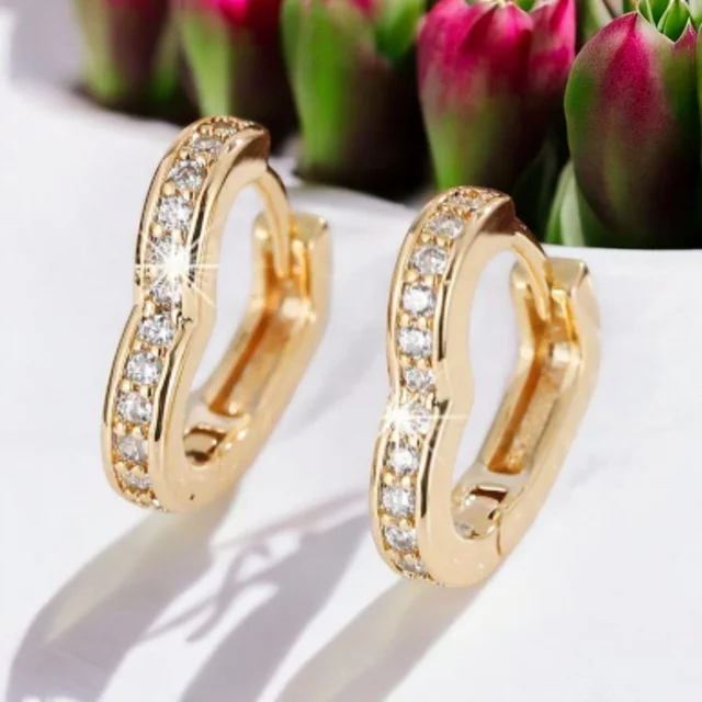 Pendientes de aro con corazón en dorado, plateado y rosa – Balearyc