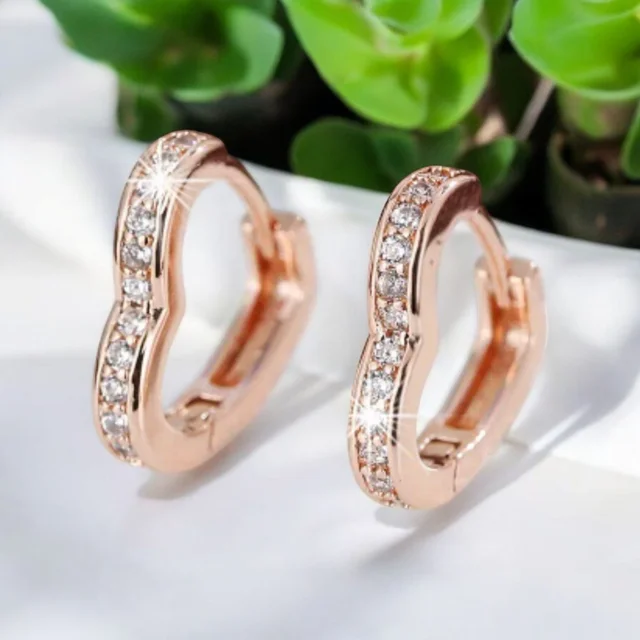 Pendientes de aro con corazón en acabado rosa – Balearyc