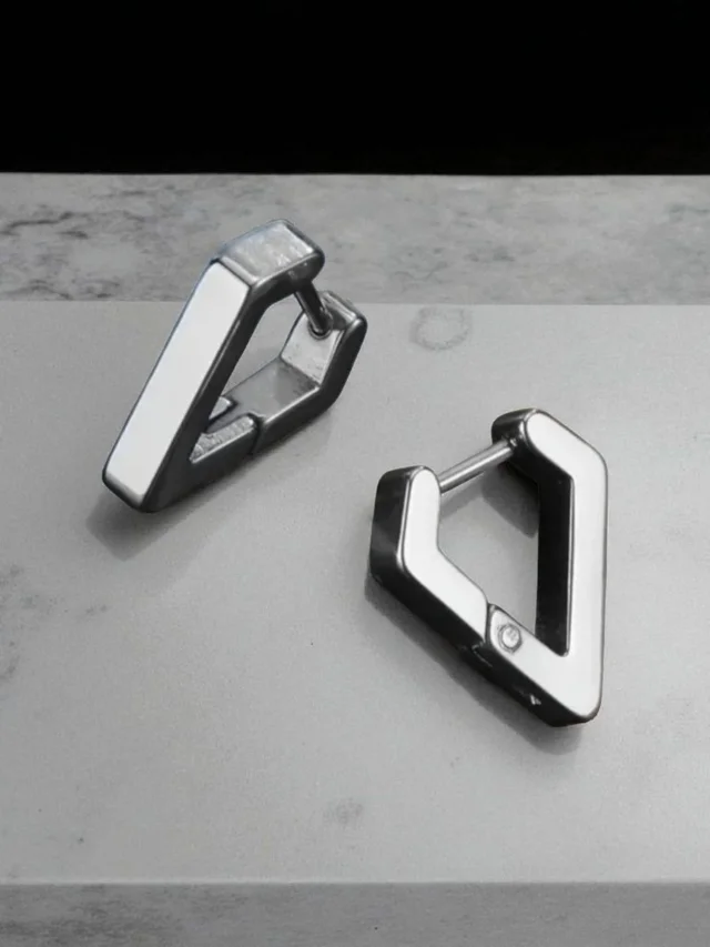 Pendientes plateados triangulares diseño moderno – Balearyc