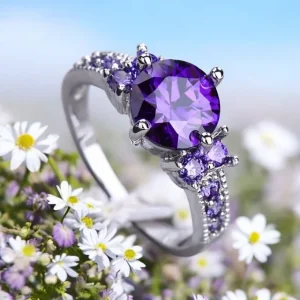 Anillo de circonita amatista