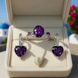 Conjunto BALEARYC en plata con circonio de amatista