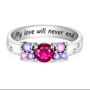 Anillo plata con circonitas rosa y morado