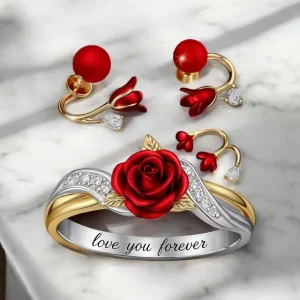 Anillo y pendientes Bella y Bestia