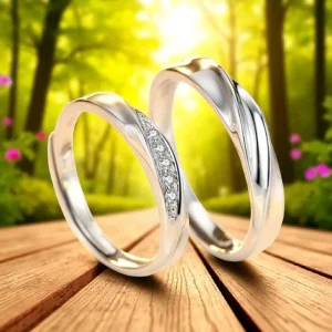 Alianzas de compromiso en plata con grabado