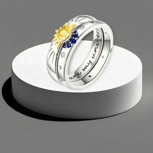 Anillo doble Sol y Luna en acabado dorado y plateado