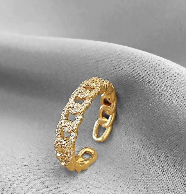 Anillo de Cadena ajustable chapado oro 18K - Imagen 2