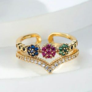 Anillo dorado multicolor