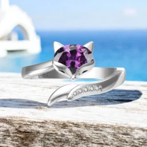 Anillo de plata 925 diseño cabeza de zorro elegante