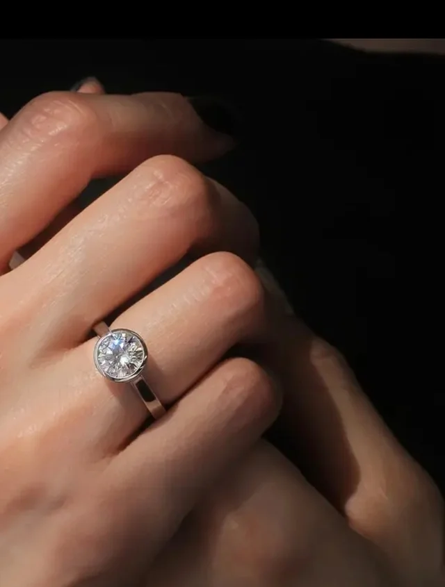 Anillo Solitario Brillante Plata - Imagen 3