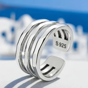 Anillo de plata 925 con tres bandas entrelazadas