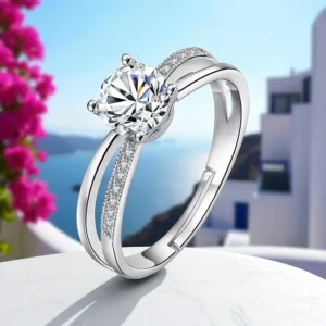 Anillo Plata Ajustable con Zirconio