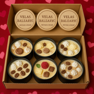 Caja de 6 velas Balearyc artesanales hechas a mano con aromas gourmet