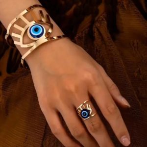 Set pulsera y anillo ojo turco en dorado y plata – Balearyc