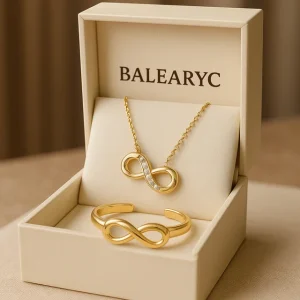 Conjunto Dorado Infinito Esencia Mediterránea Balearyc en caja