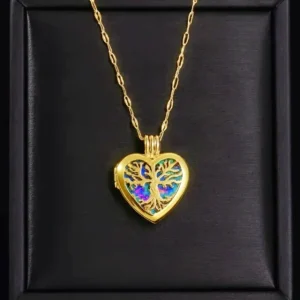 Colgante Corazón Árbol de la Vida en oro brillante Balearyc