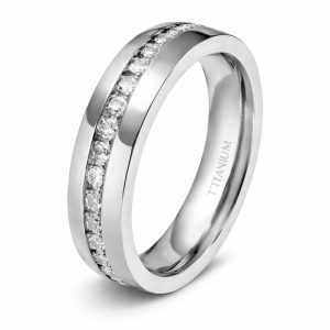 Anillo Balearyc de titanio y plata con circonitas