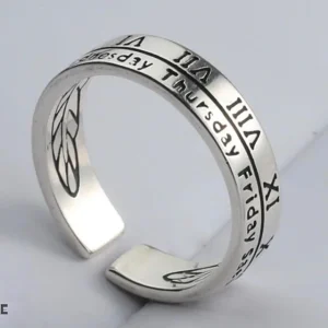 Anillo de plata ajustable con grabado de los días de la semana Balearyc